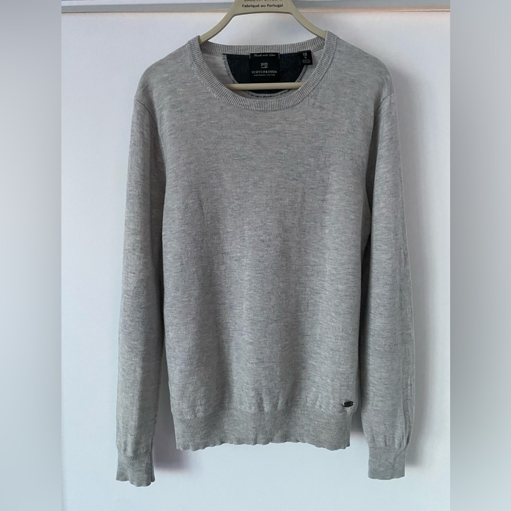 Scotch & Soda l Grey Merino Wool Crewneck Sweater for Men